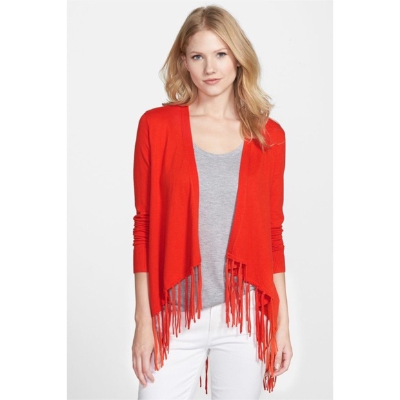 MICHAEL Michael Kors Drop Fringe Cardigan Sz L - Picture 1 of 10